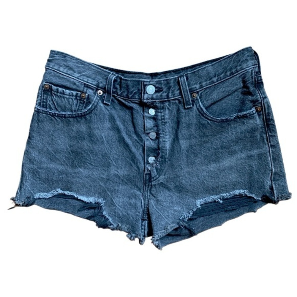 Levi’s 501‎ Denim Cutoff Shorts Black Button Fly Grunge Faded Distressed Size 29